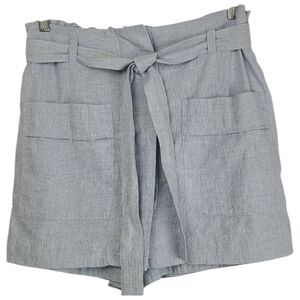 CAbi Blue Cotton Paperbag Waist Tie Front Skort M Lightweight High Waist Summer